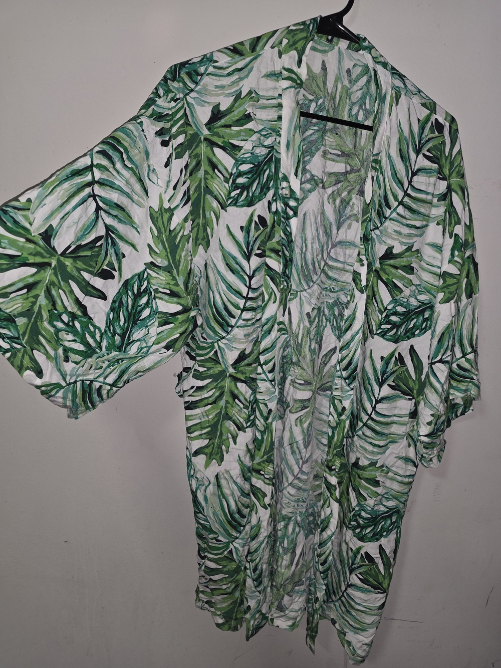 Nicole Miller Green White Tropical Leaf Swim Coverup